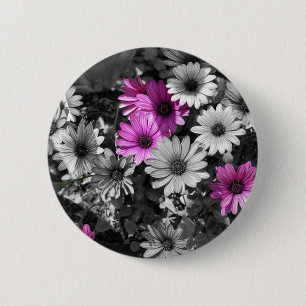 African Daisies BW Floral Button