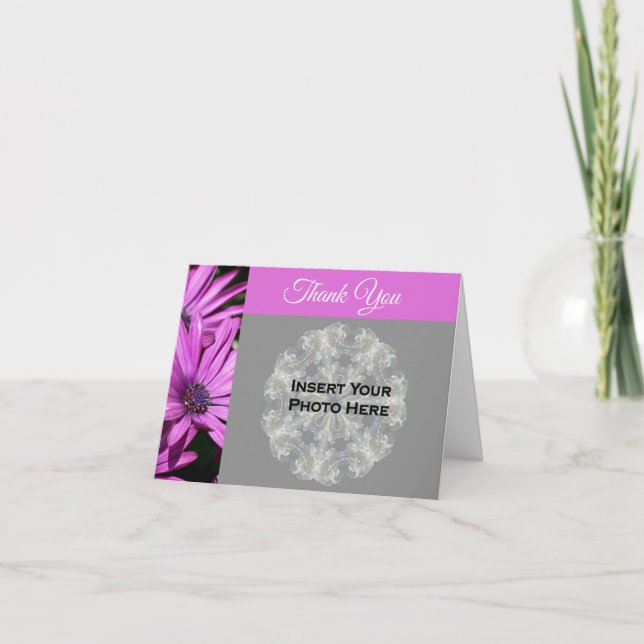 African Daisies Flower Wedding Photo  Thank You Card (Front)