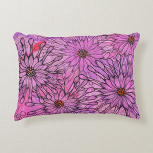 African Daisy Cape Daisies Pink Flowers Floral Art Accent Pillow