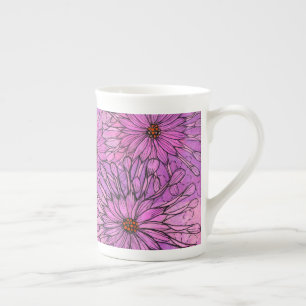 African Daisy Cape Daisies Pink Flowers Floral Art Bone China Mug