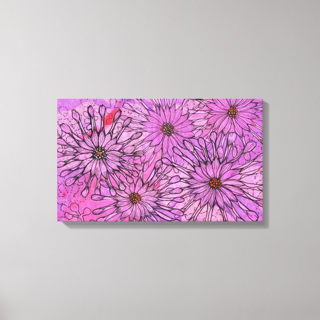 African Daisy Cape Daisies Pink Flowers Floral Art Canvas Print (Front)