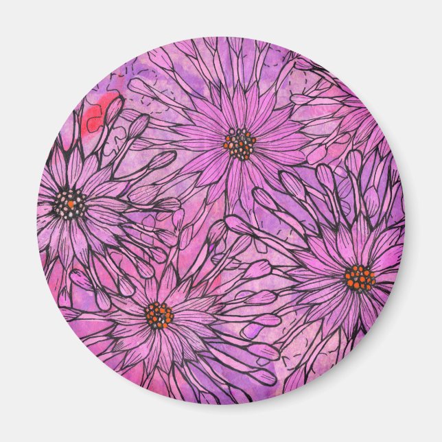 African Daisy Cape Daisies Pink Flowers Floral Art Magnet (Front)