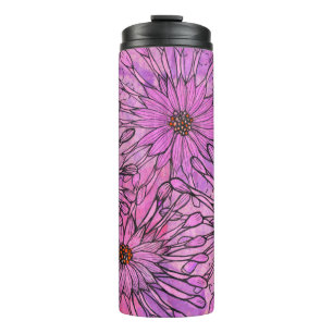African Daisy Cape Daisies Pink Flowers Floral Art Thermal Tumbler