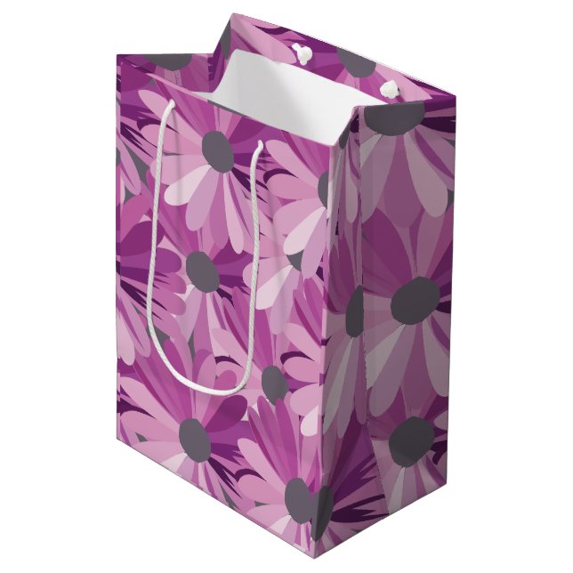 African Daisy Floral Design Medium Gift Bag (Front Angled)