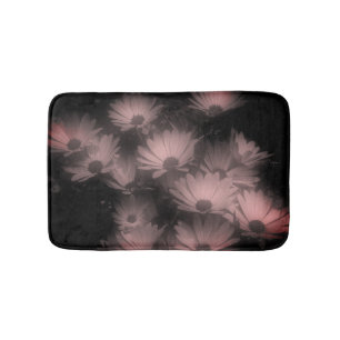 African Daisy Flowers Black White High Contrast Bath Mat