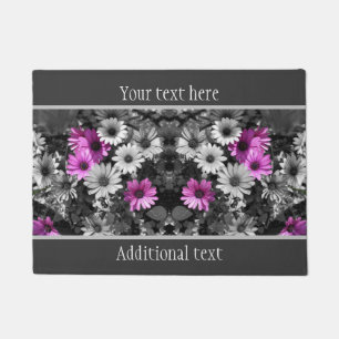 African Daisy Flowers Partial Color Personalized Doormat