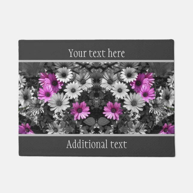 African Daisy Flowers Partial Colour Personalized Doormat (Front)