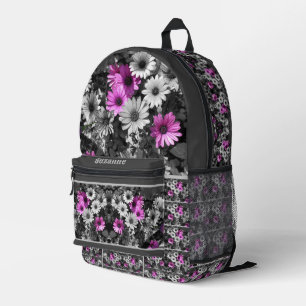 African Daisy Flowers Partial Personalized Printed Backpack