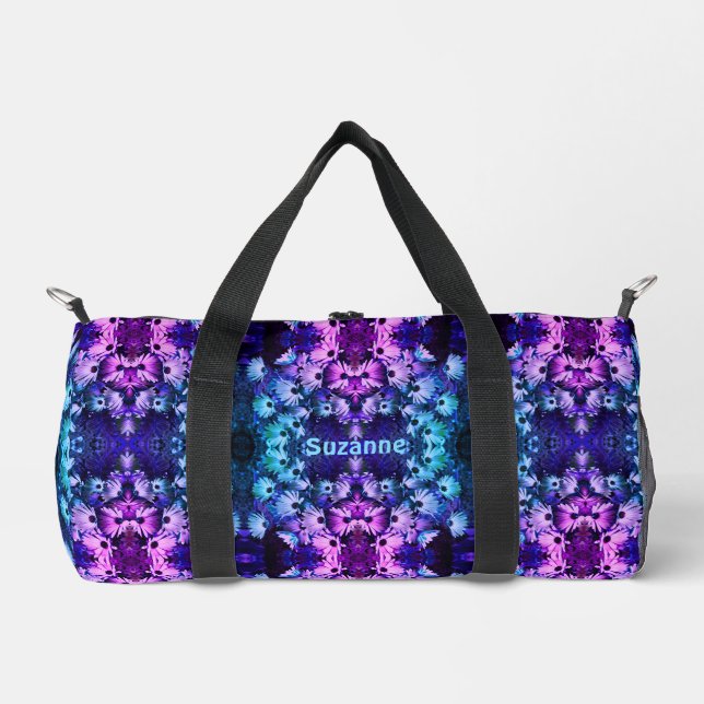 African Daisy Flowers Tinted Abstract Personalized Duffle Bag (Front)