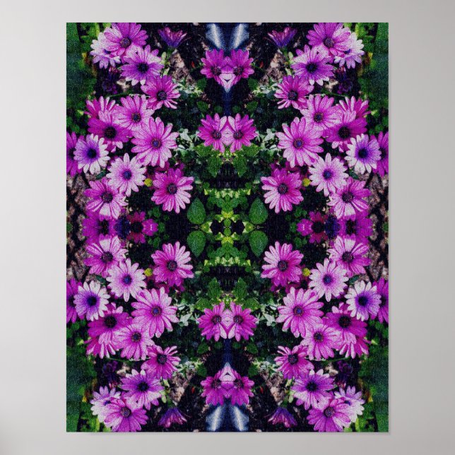 African Daisy Flowers Vintage Look Abstract  Poster (Front)