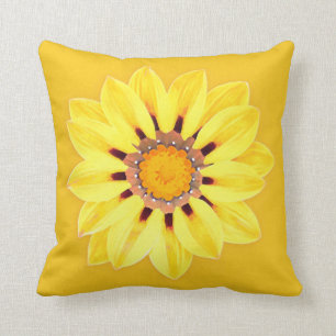 African Daisy / Gazania - Mustard Gold Throw Pillow