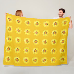 African Daisy / Gazania - Mustard Yellow Fleece Blanket