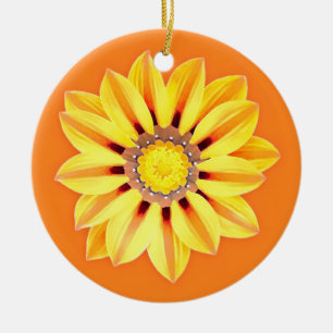 African Daisy / Gazania - Orange and Yellow Ceramic Ornament