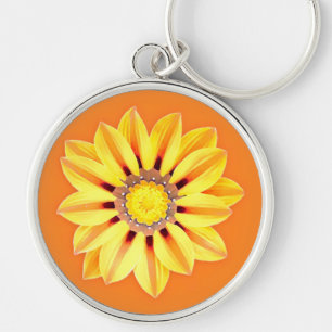 African Daisy / Gazania - Orange and Yellow Keychain