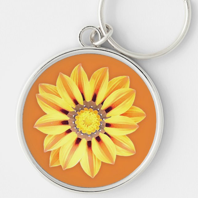 African Daisy / Gazania - Orange and Yellow Keychain (Front)