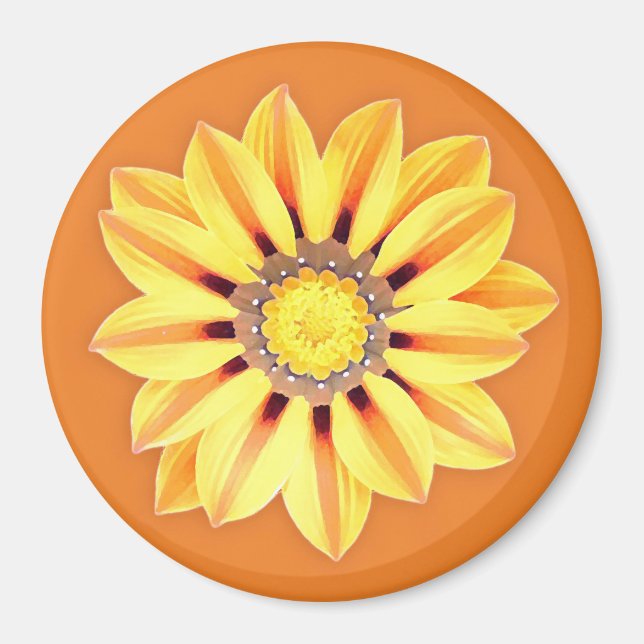 African Daisy / Gazania - Orange and Yellow Magnet (Front)