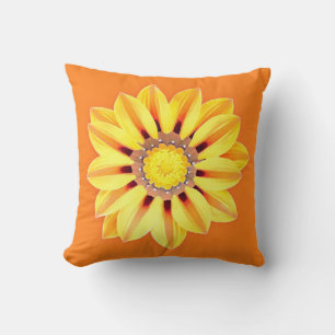 African Daisy / Gazania - Orange and Yellow Throw Pillow