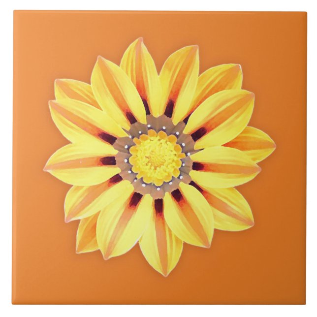 African Daisy / Gazania - Orange and Yellow Tile (Front)