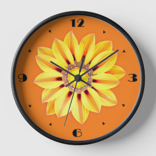 African Daisy / Gazania - Orange and Yellow Wall Clock