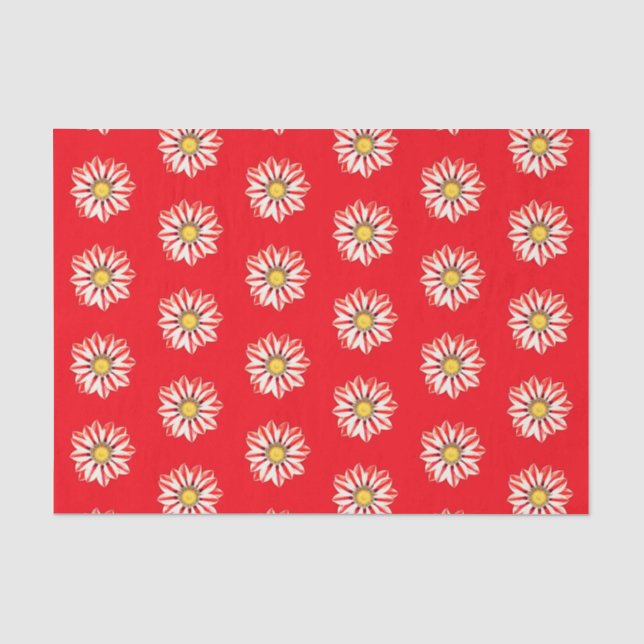 African Daisy / Gazania Red and White Striped Tissue Paper (Front)