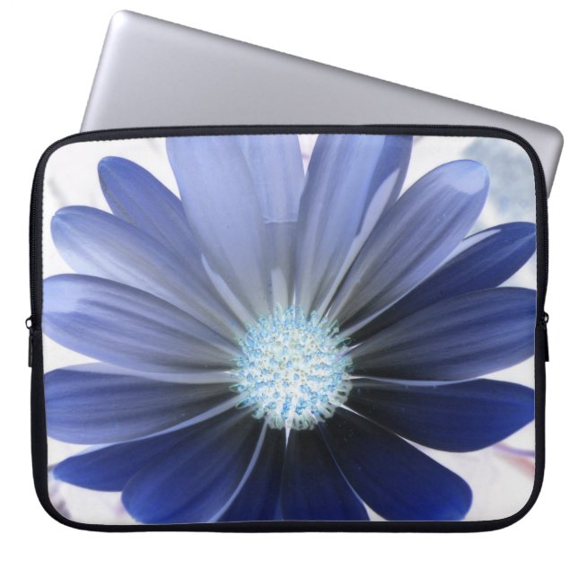 African Daisy Glowing Blue Laptop Bag (Front)