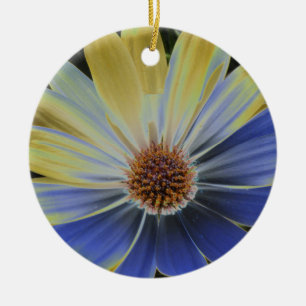 African Daisy Lapis and Gold Custom Birthday Ceramic Ornament