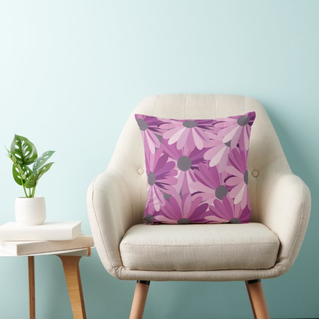 African Daisy Purple Flower Throw Pillow (Chair)