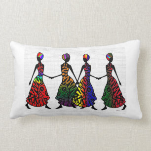African Dance Of Sisterhood Lumbar Pillow