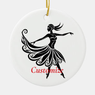 African Dancer Silhouette Art Thunder_Thunder_Cove Ceramic Ornament