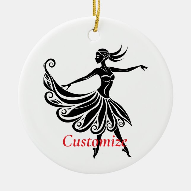 African Dancer Silhouette Art Thunder_Thunder_Cove Ceramic Ornament (Front)