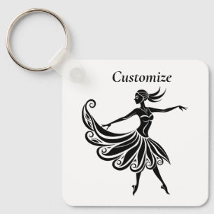 African Dancer Silhouette Art Thunder_Thunder_Cove Keychain