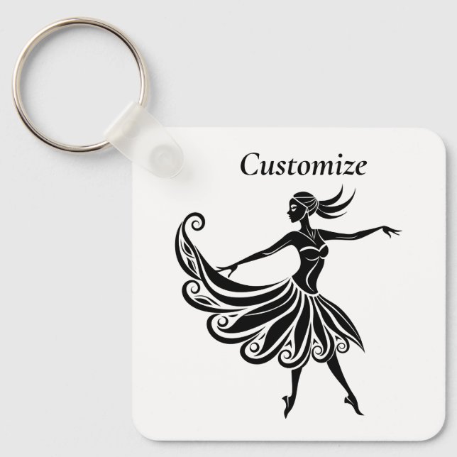 African Dancer Silhouette Art Thunder_Thunder_Cove Keychain (Front)