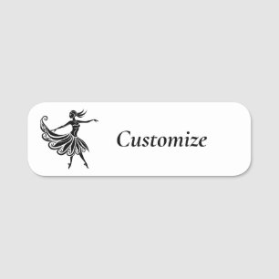 African Dancer Silhouette Art Thunder_Thunder_Cove Name Tag
