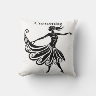 African Dancer Silhouette Art Thunder_Thunder_Cove Throw Pillow