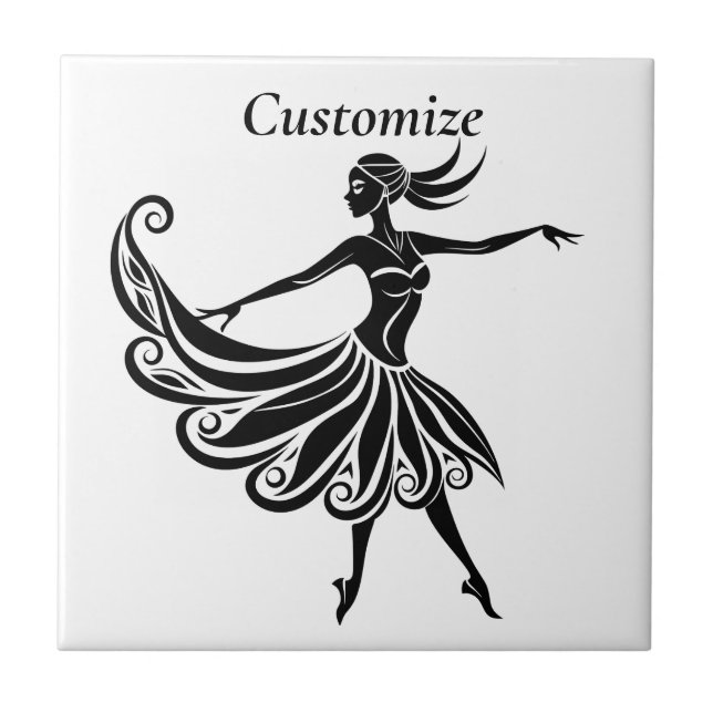 African Dancer Silhouette Art Thunder_Thunder_Cove Tile (Front)