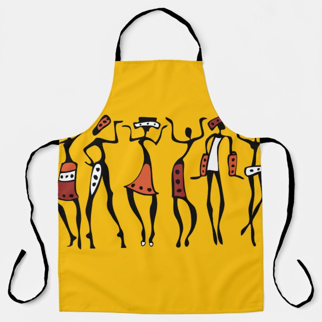 African Dancers, Ethnic Silhouette Vintage. Apron (Front)