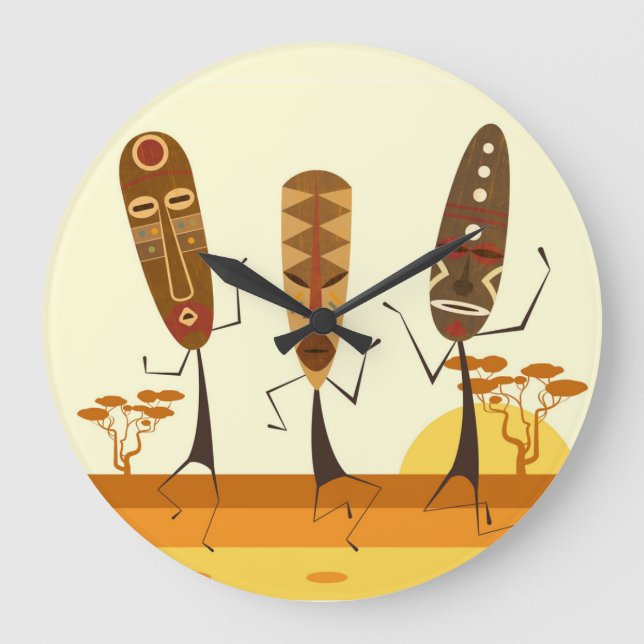 African Dancers Large Clock (Front)