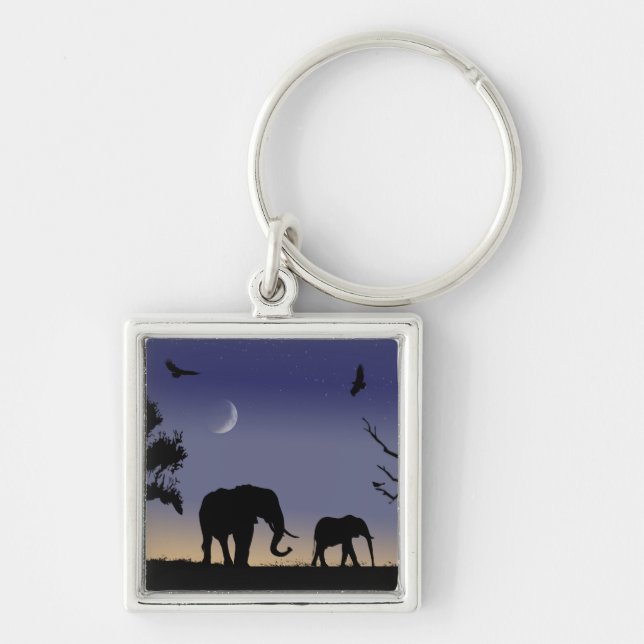 African dawn - elephants keychain (Front)