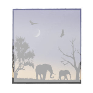 African dawn - elephants notepad