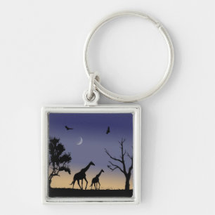 African dawn - giraffes keychain