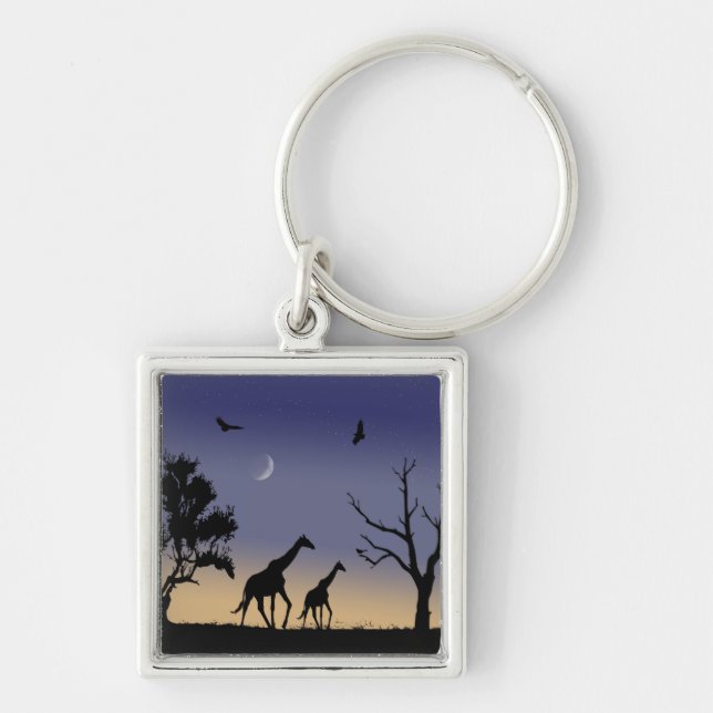African dawn - giraffes keychain (Front)