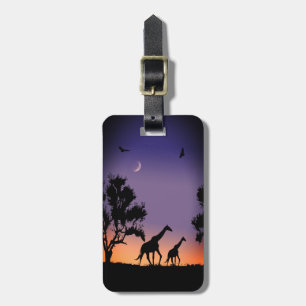 African dawn giraffes - luggage tag