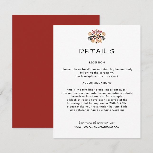 African Decor Wedding Information Guest Enclosure Card (Front/Back)