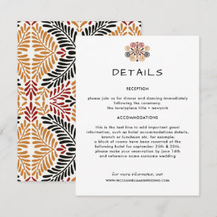 African Decor Wedding Information Guest Enclosure Card