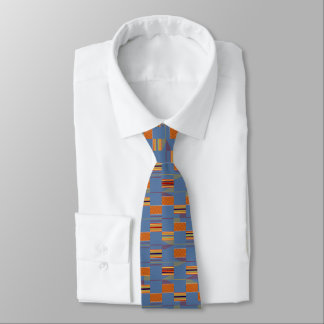 African Denim Blue and Earthtone Kente K40 Tie