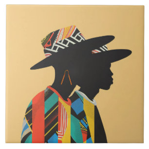 African Design, Natives, Hats Ceramic Tile