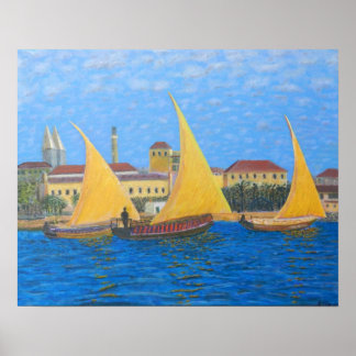 African Dhow at Zanzibar Poster