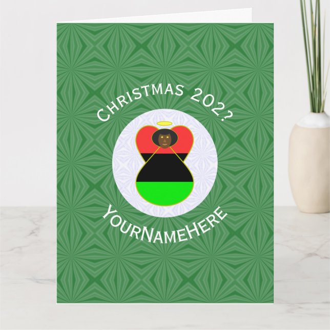 African Diaspora Angel Christmas Flag Personalized Card (Front)