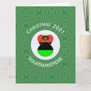 African Diaspora Angel Christmas Flag Personalized Card