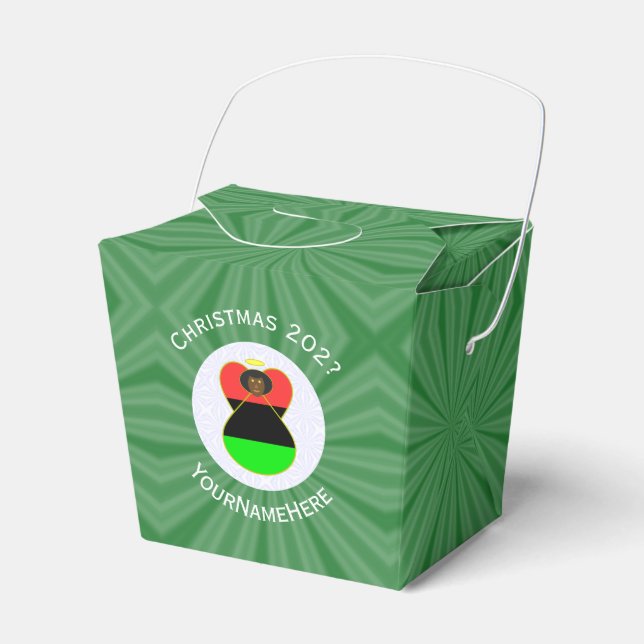 African Diaspora Angel Christmas Flag Personalized Favor Box (Front Side)